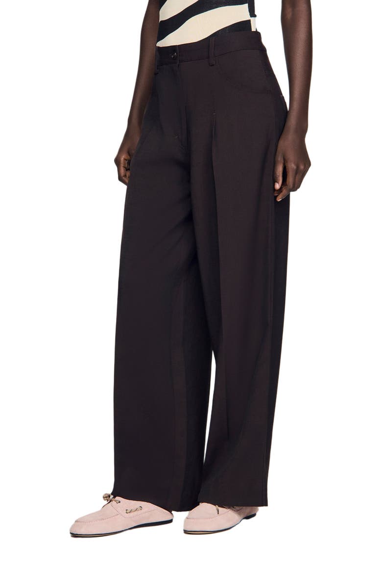 Wide-leg trousers, Main, color, Brown