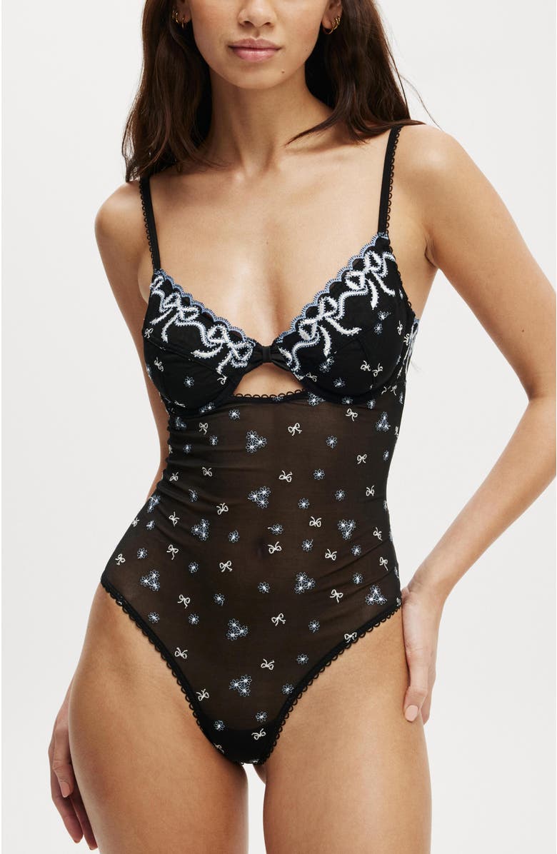 COTTON ON BODY Trixie Bow Underwire Bodysuit, Main, color,