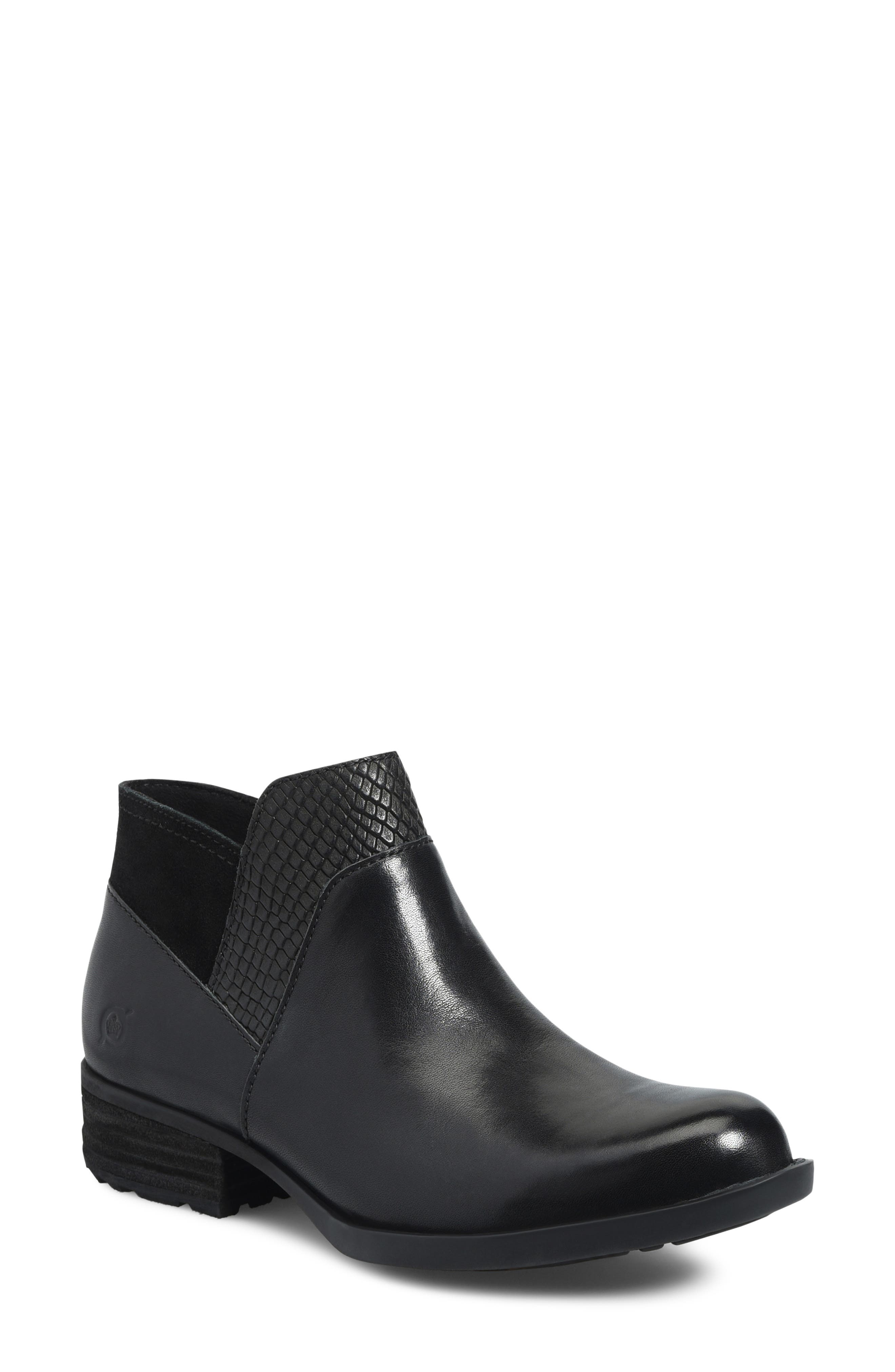 Kinney Leather Bootie, Main, color, BLACK COMBO