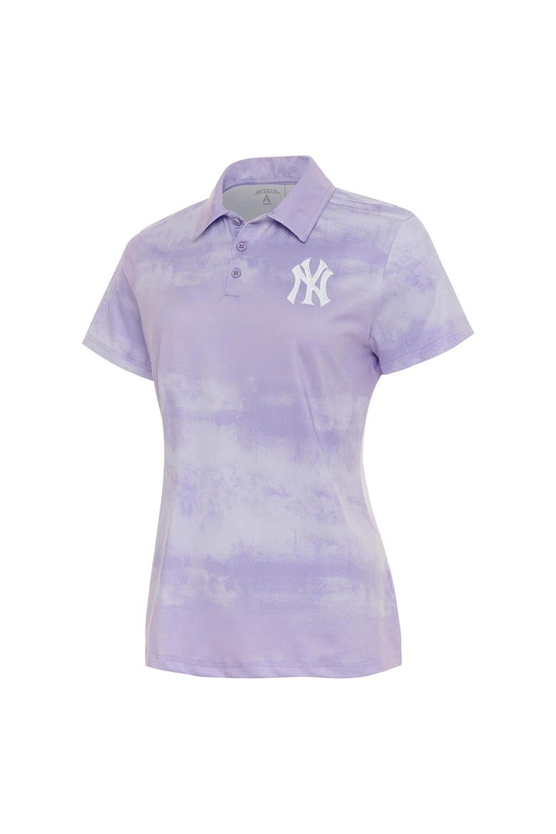 Women's Antigua  Purple New York Yankees Render Polo, Alternate, color, Heather Purple