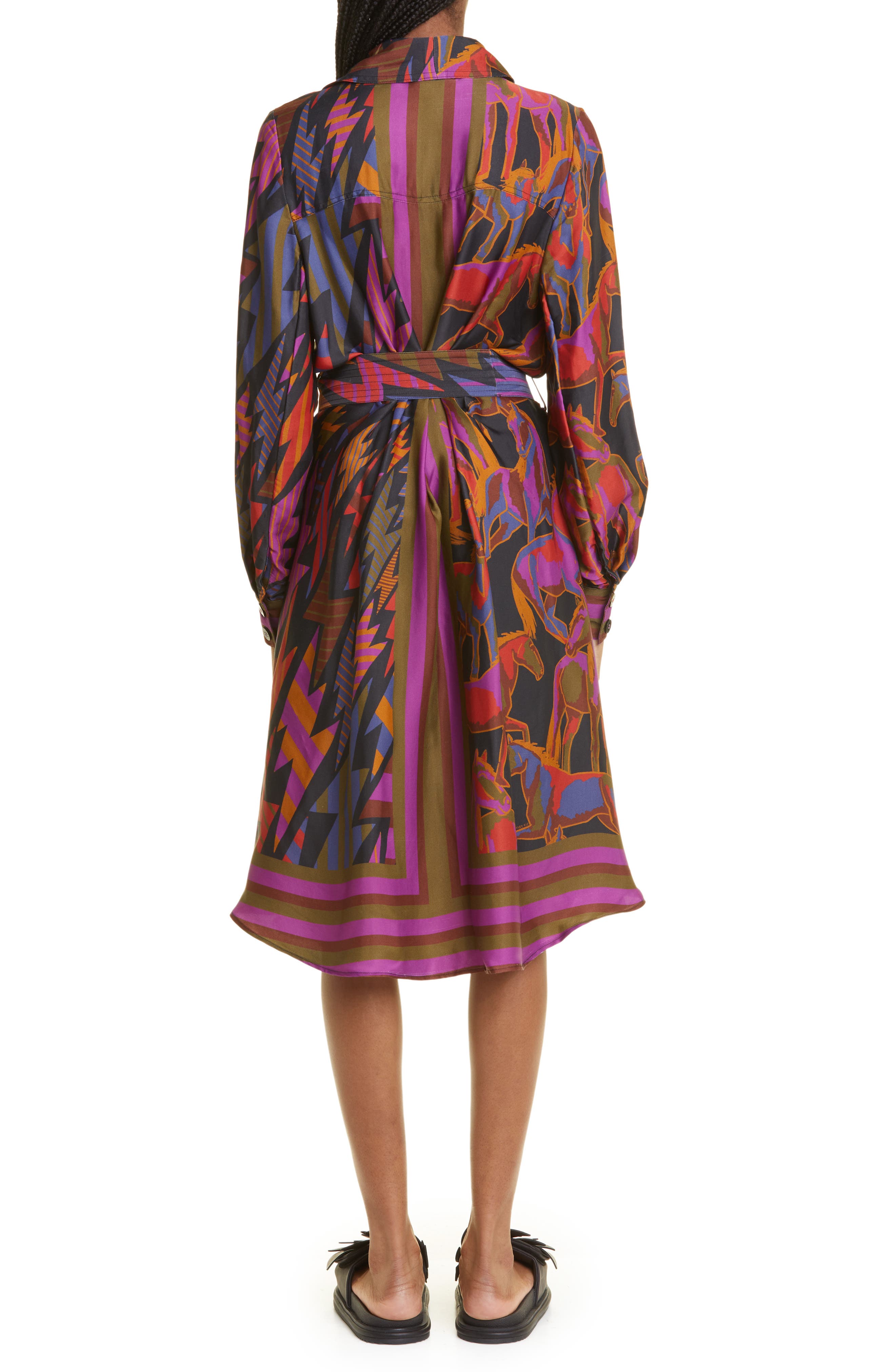 FARM Rio Mixed Wild Horses Belted Long Sleeve Shirtdress (Women ...