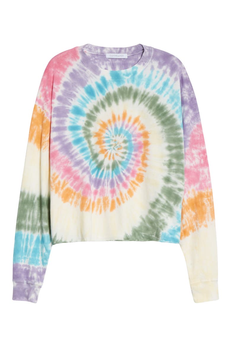Rainbow Tie Dye Long Sleeve T-Shirt, Alternate, color, RAINBOW SPIRAL