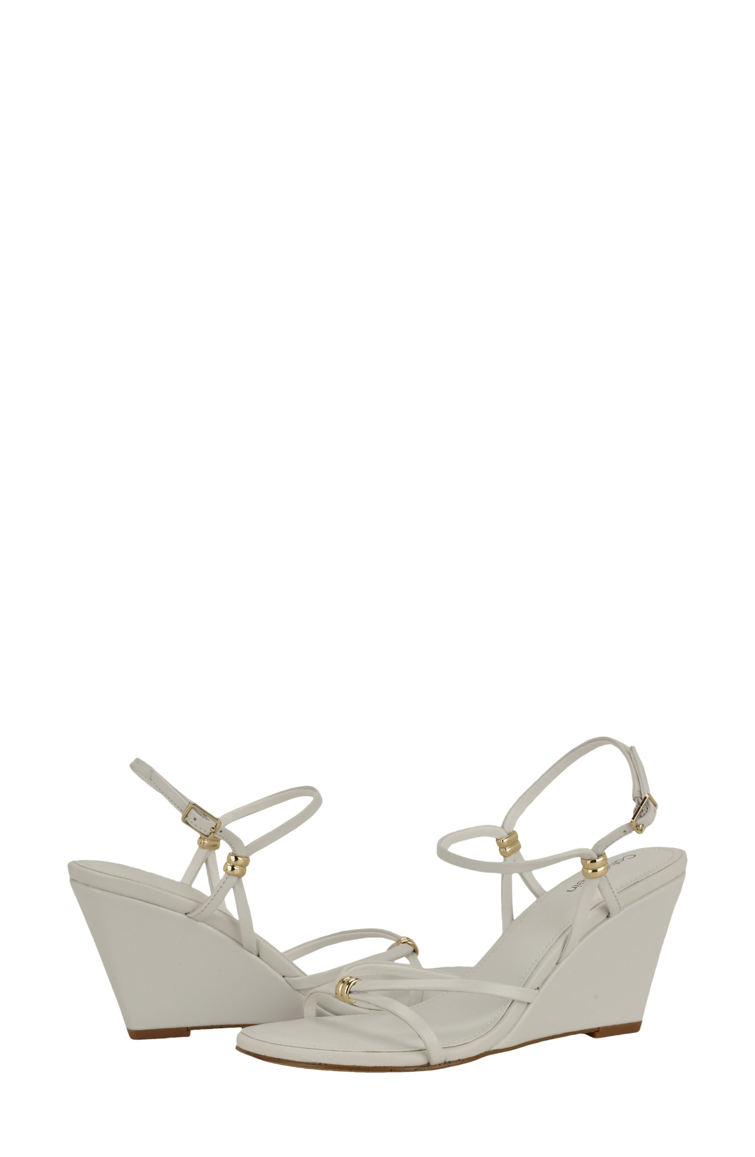Deliney Ankle Strap Wedge Sandal, Alternate, color, WHITE