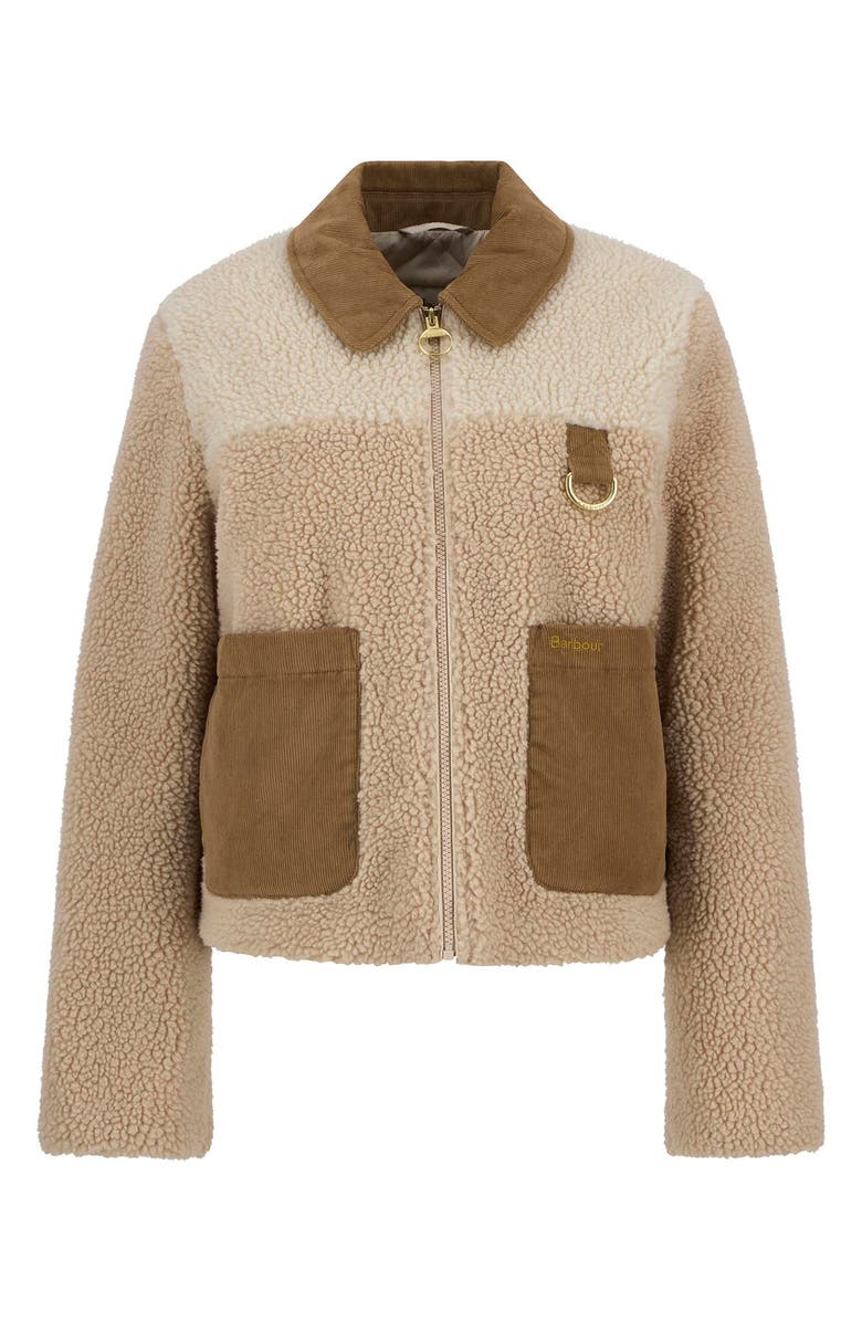 Barbour Malena Faux Shearling Fleece Crop Jacket, Alternate, color, Natural/ Ecru