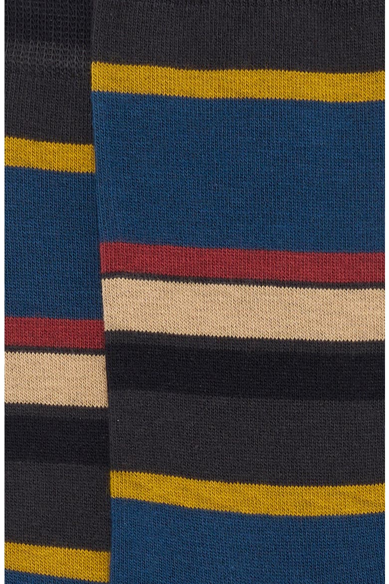 Mixed Stripe Cotton Blend Dress Socks, Alternate, color, PETROL BLUE