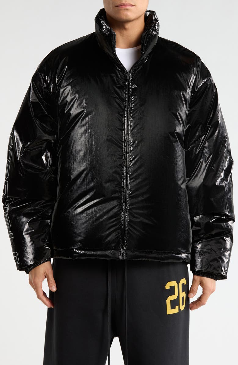 Fear of God Essentials Puffer Jacket, Alternate, color, Metallic Black