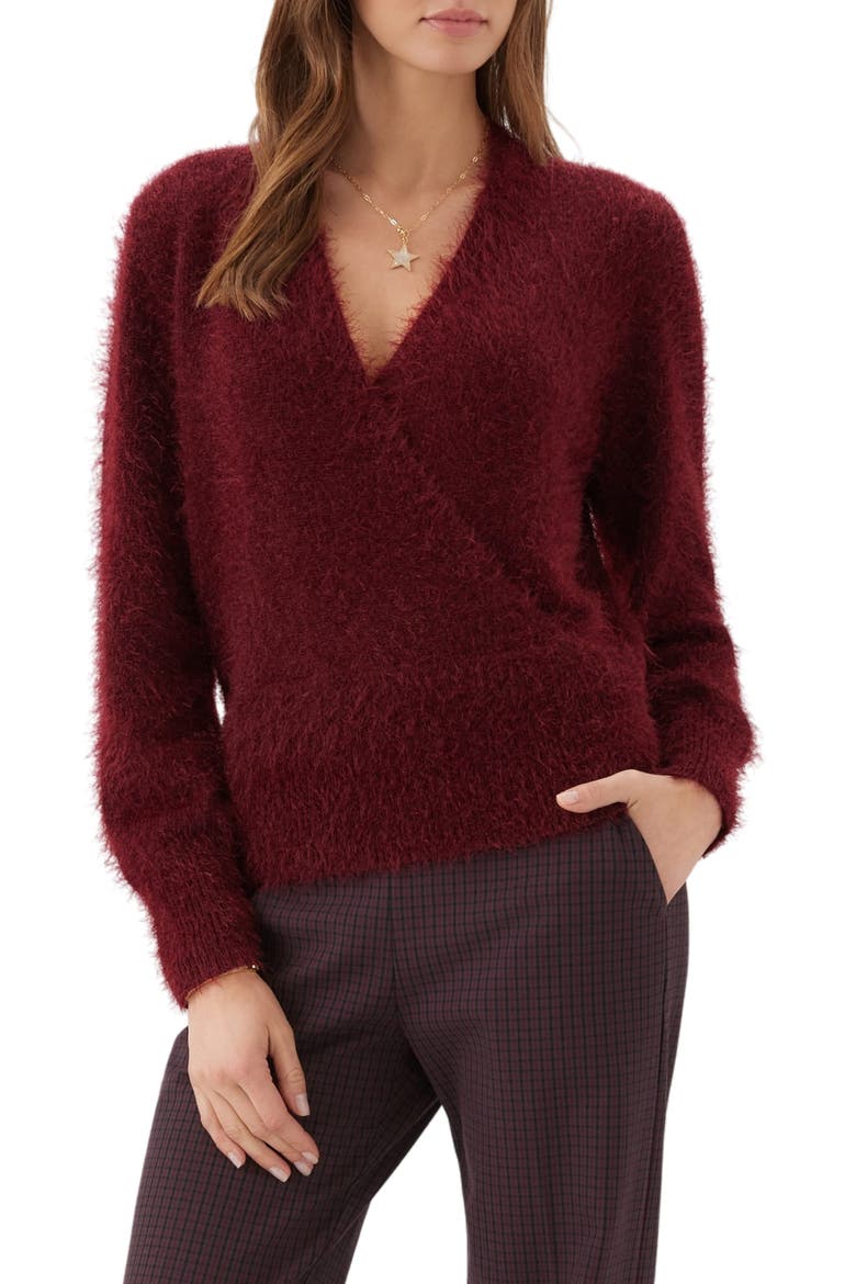 Eyelash Wrap Sweater, Main, color, WINE