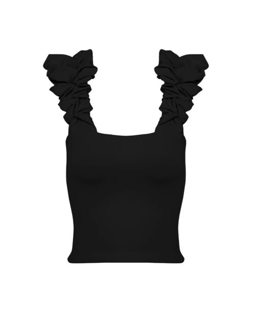 Port De Bras Scrunchie Tank In Black