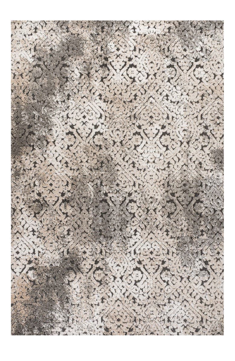 JONATHAN Y Duenas High-Low Shabby Damask Indoor/Outdoor Area Rug, Alternate, color, Cream/Beige/Dark Gray