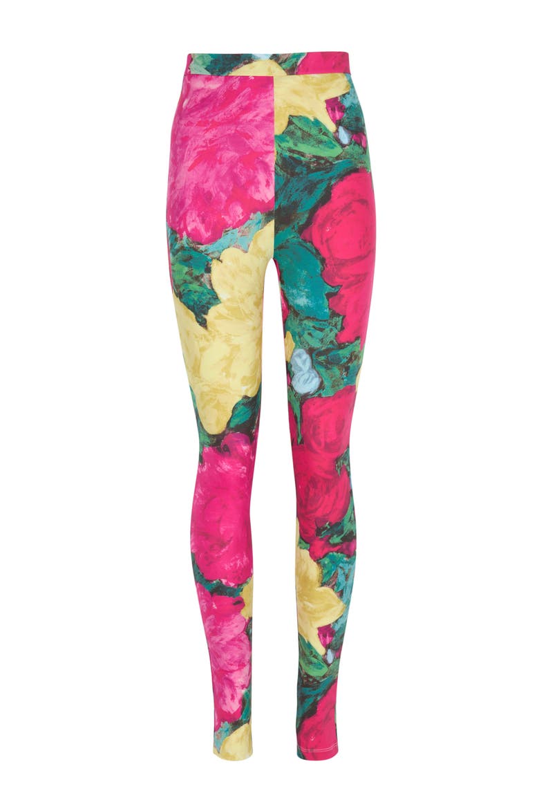 Jersey leggings with roses print, Main, color, multicolor