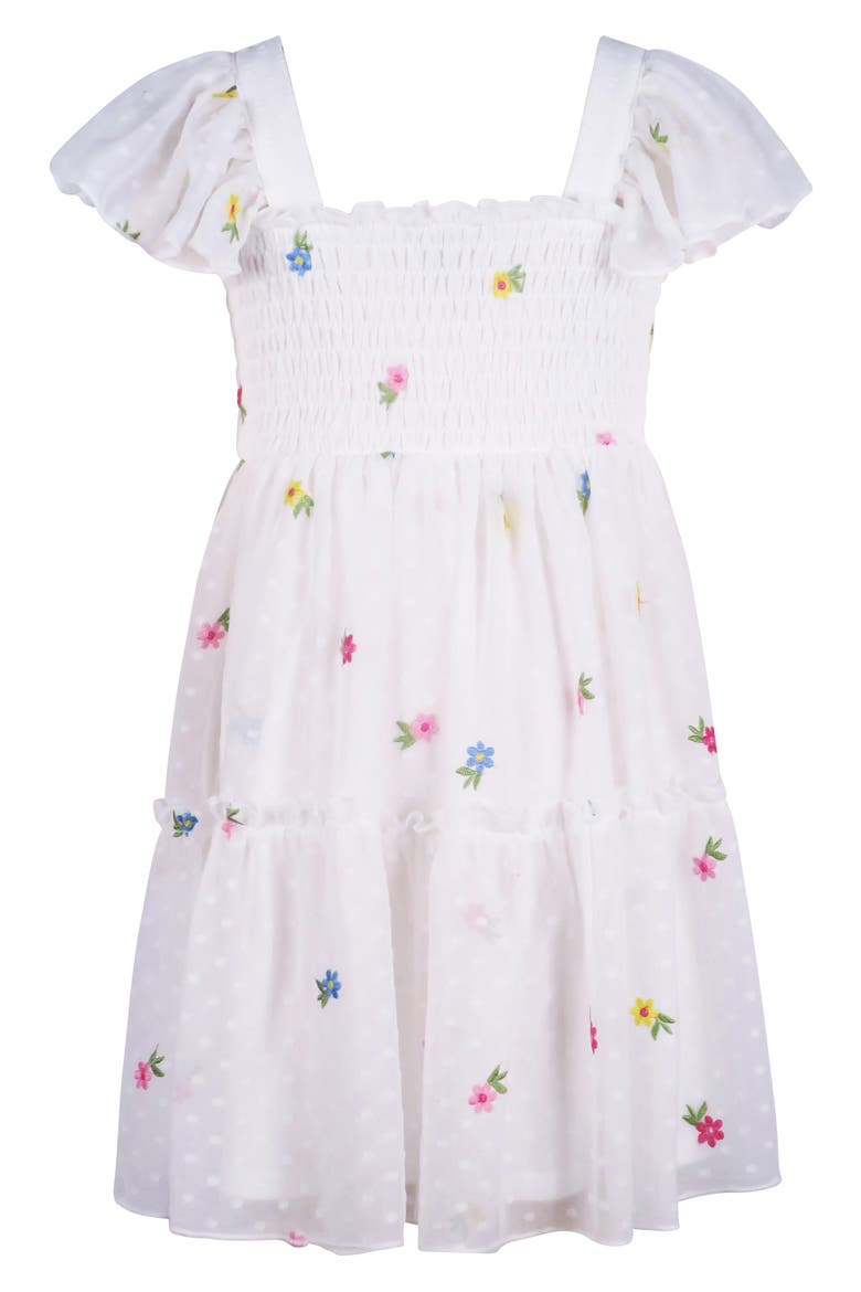 Kids' Floral Embroidered Swiss Dot Dress, Alternate, color, IVORY/MULT
