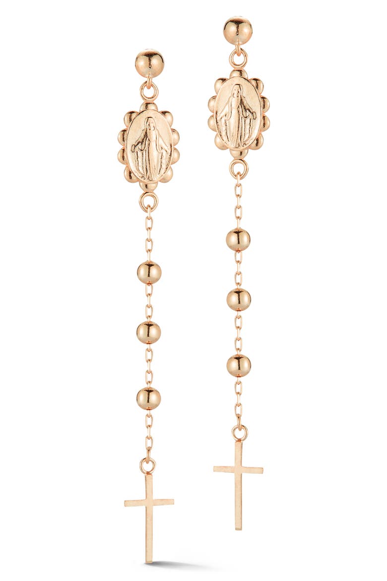Rosary Drop Earrings, Main, color, ROSE GOLD