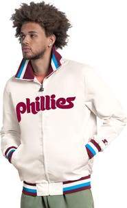 STARTER Men's Starter White Philadelphia Phillies The Captain Cooperstown Logo Full-Zip Varsity Jacket