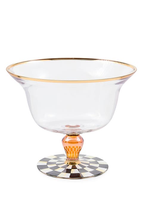 Courtly Check Glass Pedestal Bowl