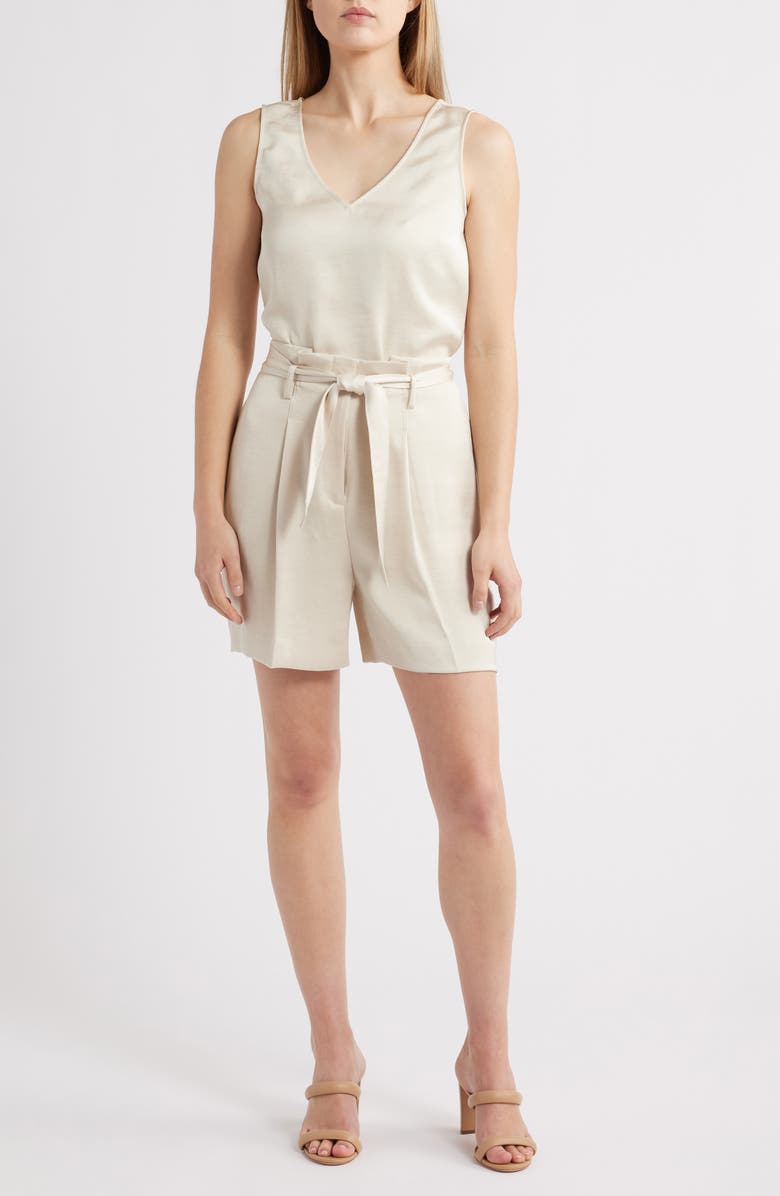 Anne Klein Double V-Neck Satin Tank, Alternate, color, 