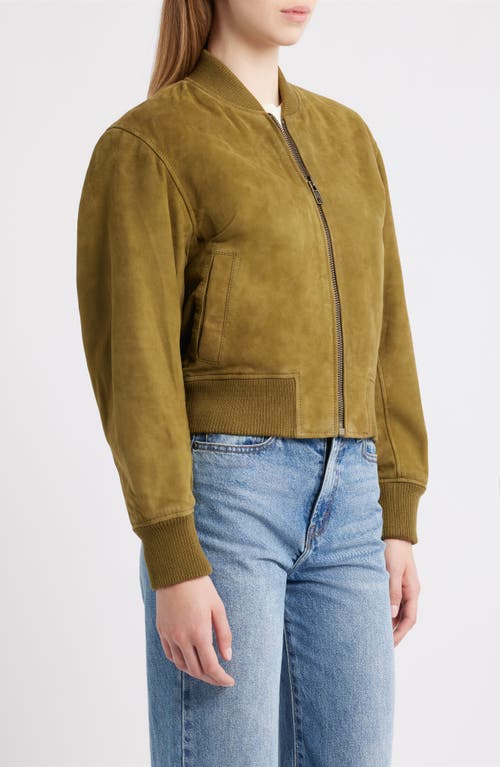 Schott Nyc Suede Bomber Jacket In Green