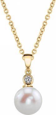 The Pearl Source Freshwater Pearl & Diamond Michelle Pendant