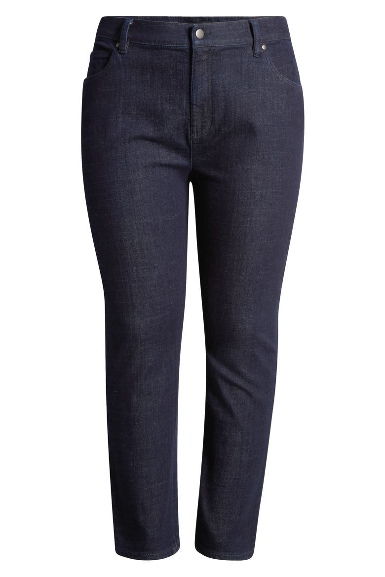 High Waist Slim Straight Jeans, Alternate, color, DEEP INDIGO