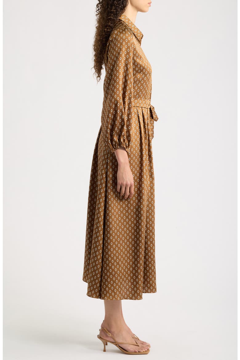 Passo Geometric Long Sleeve Midi Shirt Dress, Alternate, color, BURNT BROWN