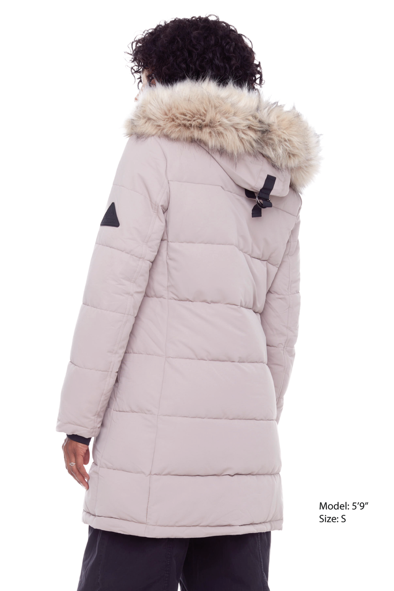 AULAVIK - Vegan Down Mid-length Hooded Parka Coat, Alternate, color, LIGHT TAUPE