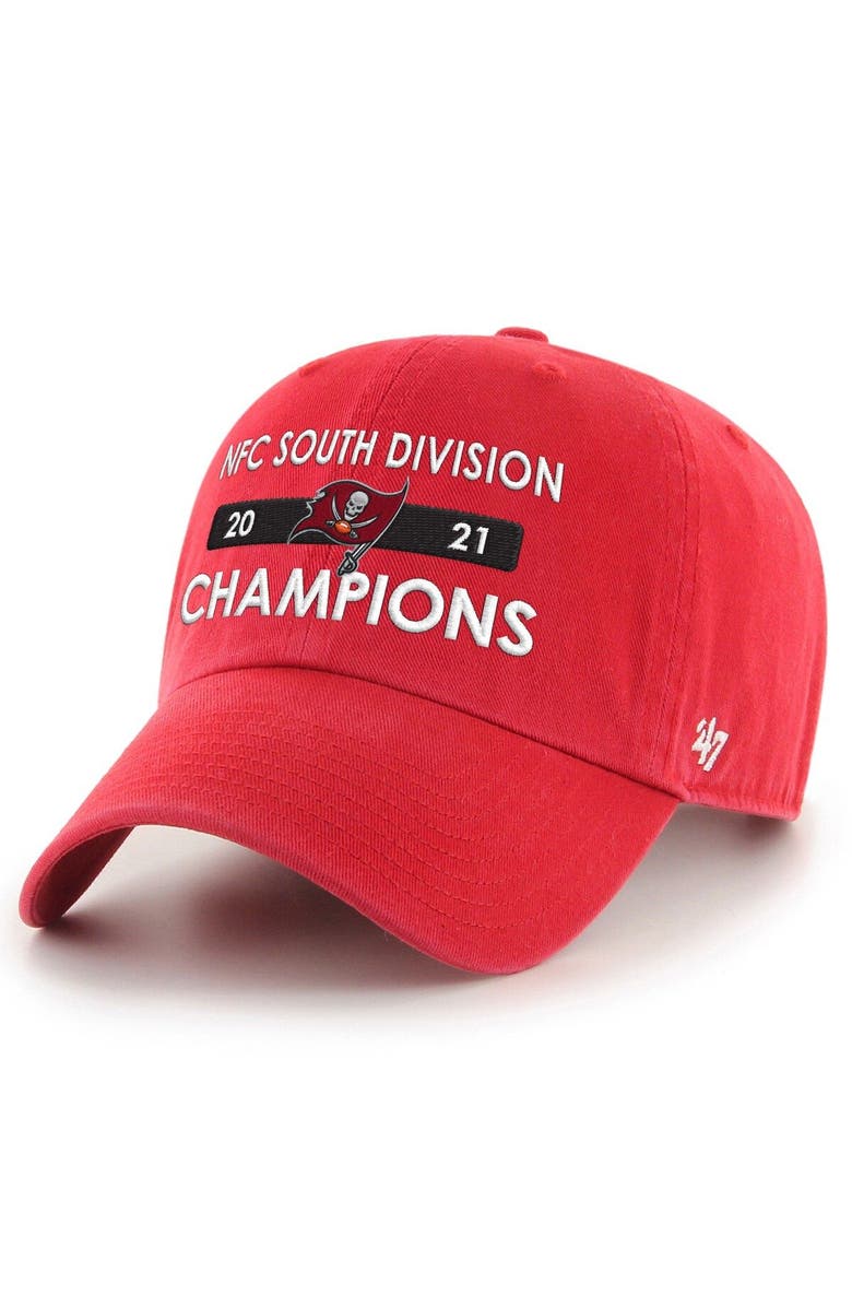 '47 Men's '47 Red Tampa Bay Buccaneers 2021 NFC South Division Champions Clean Up Adjustable Hat, Main, color,