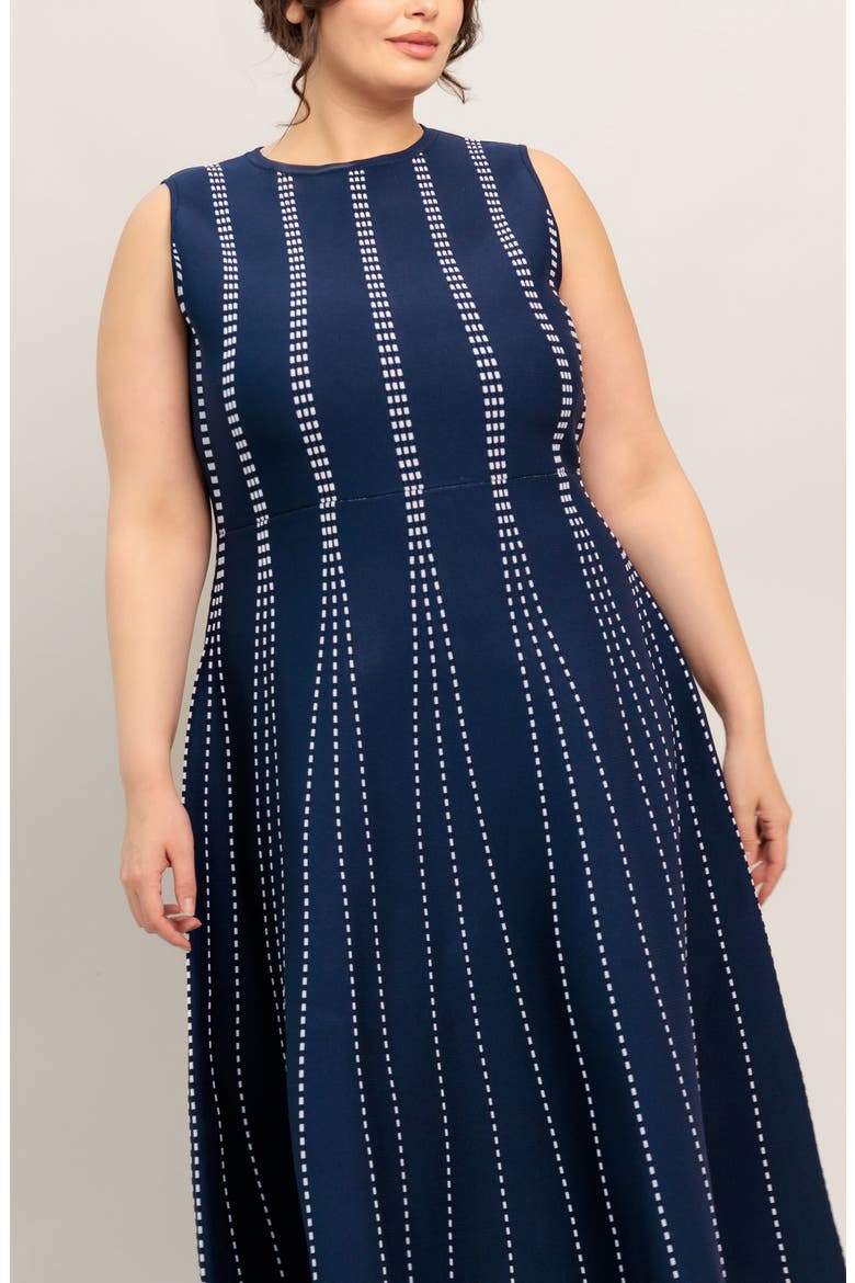 Sleeveless Midi Sweater Dress, Alternate, color, NAVY/ WHITE