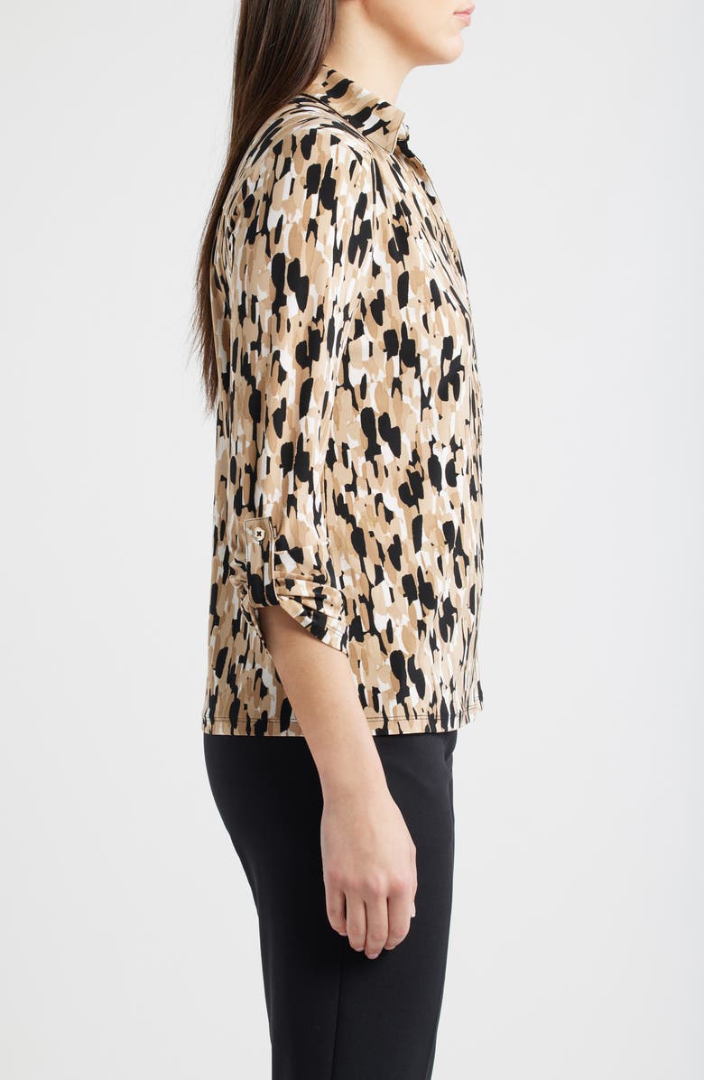 AK ANNE KLEIN Print Shirt, Alternate, color, Anne Black/ Latte Multi