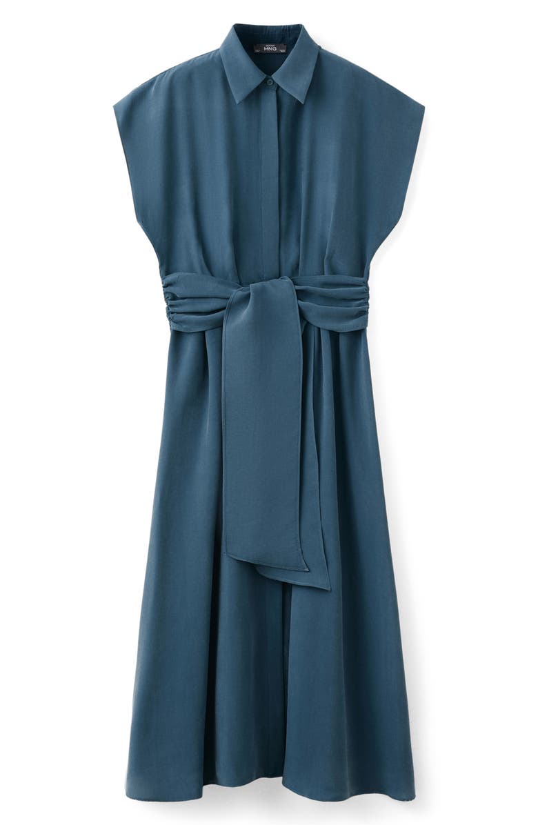 MANGO Belted Shirtdress, Main, color, Blue