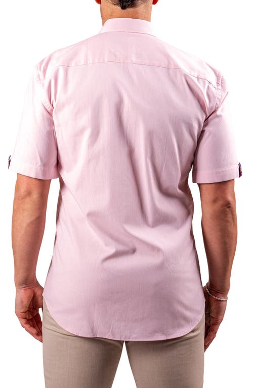 Maceoo Galileo Resistance0123 Pink Short Sleeve Cotton Button-up Shirt