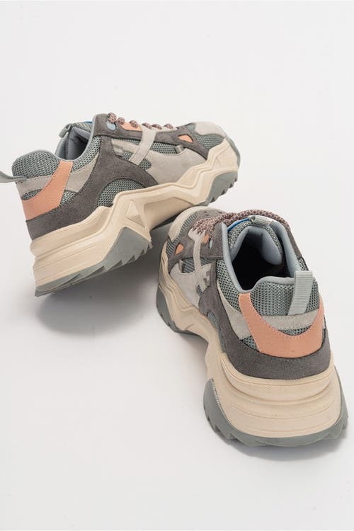 Forever & Always Shoes Loretta Platform Sneakers In Gray Pink