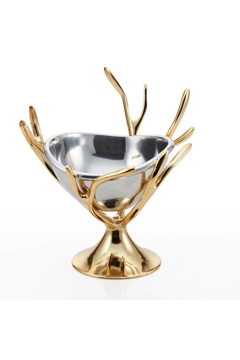 Manzanita Pedestal Nut Dish, Main, color, Gold