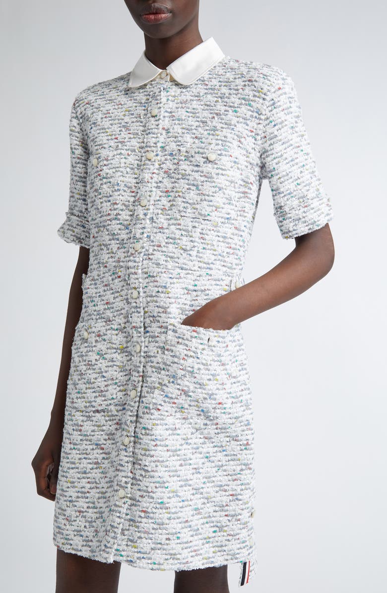 Thom Browne Tweed Sheath Dress, Alternate, color, Medium Grey