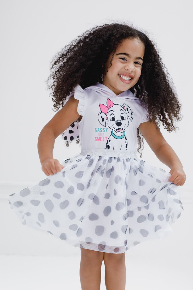 101 Dalmatians Penny Hooded Dress, Alternate, color, Penny White Black