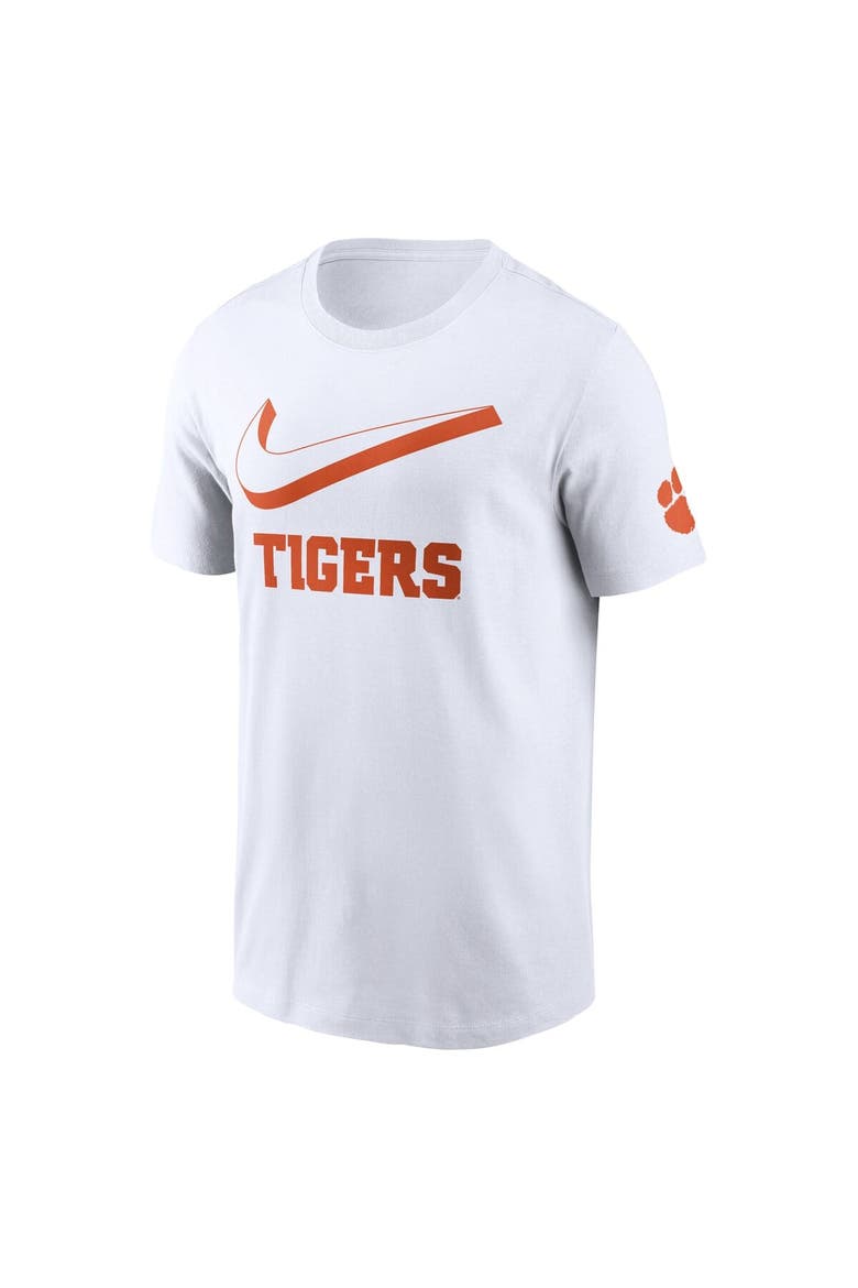 Men's Nike White Clemson Tigers Primetime 2-Hit Swoosh T-Shirt, Alternate, color, White