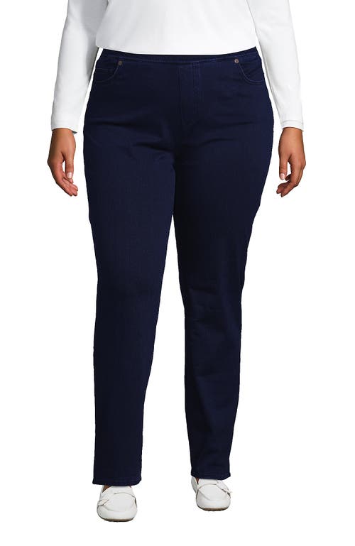 Lands' End Starfish High Rise Knit Denim Straight Jeans In Blue