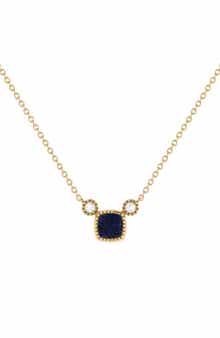 LuvMyJewelry Cushion Cut Sapphire & Diamond Necklace