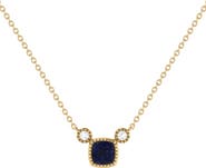 LuvMyJewelry Cushion Cut Sapphire & Diamond Necklace