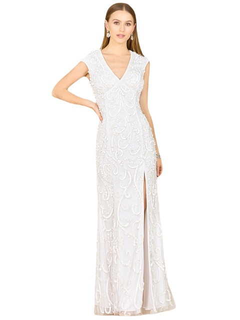 Beaded Cap Sleeve Wedding Dress