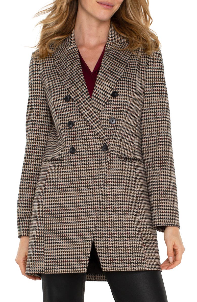 Liverpool Los Angeles Houndstooth Double Breasted Coat, Main, color, 