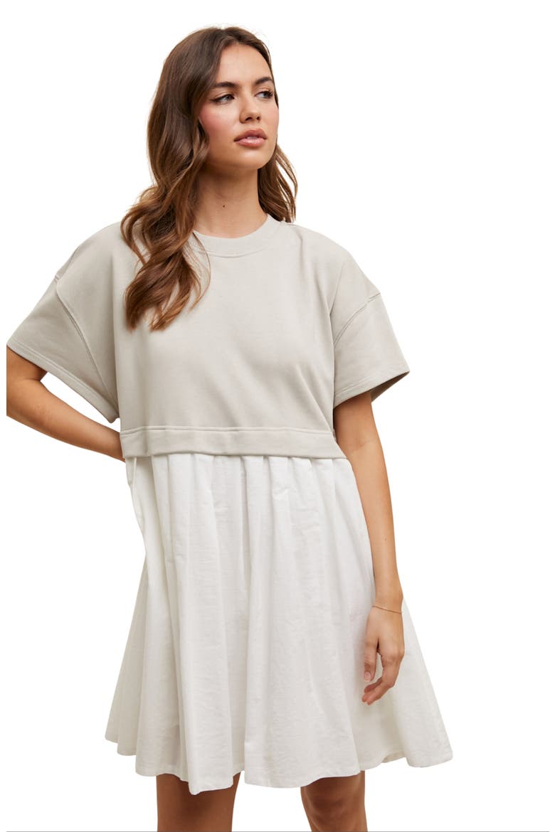 Twofer Minidress, Alternate, color, STONE/ WHITE