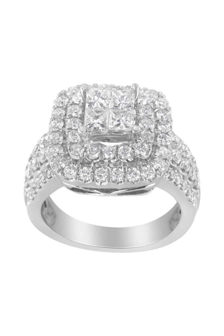 14KT White Gold 2 1/4 Cttw Round and Princess Diamond Ring, Alternate, color, White Gold