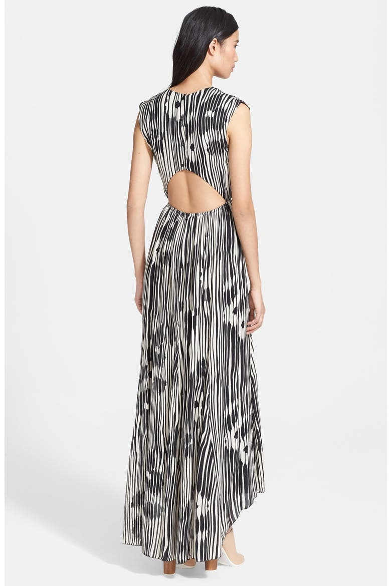 'Lexa' Print Silk Maxi Dress, Alternate, color, ABSTRACT WOODGRAIN