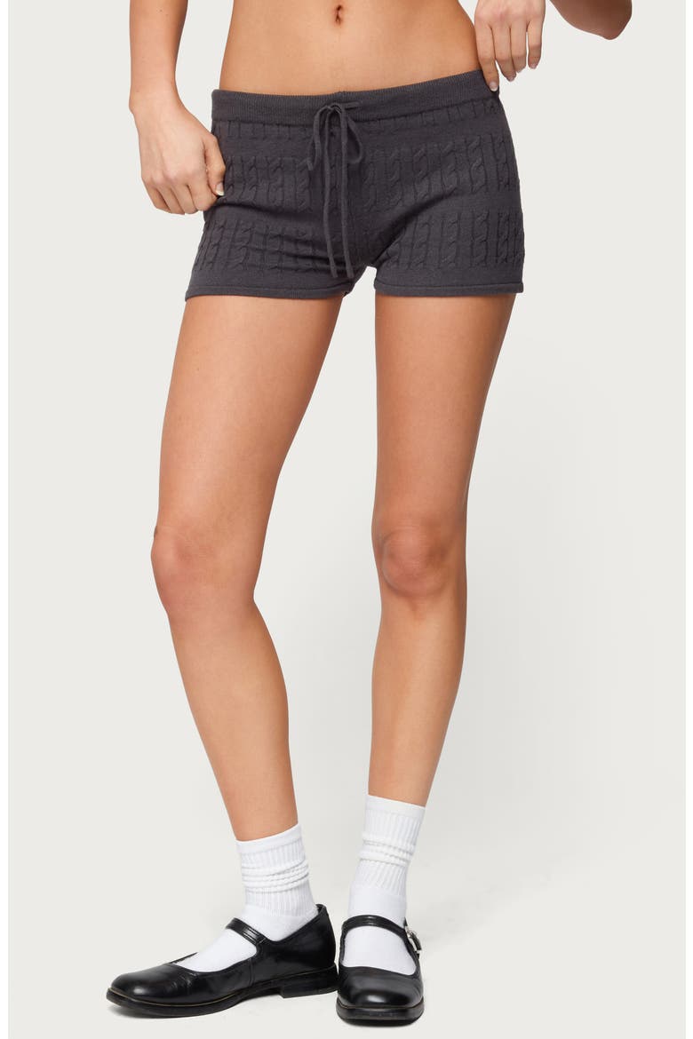 Nella Cable Stitch Shorts, Main, color, DARK-GRAY