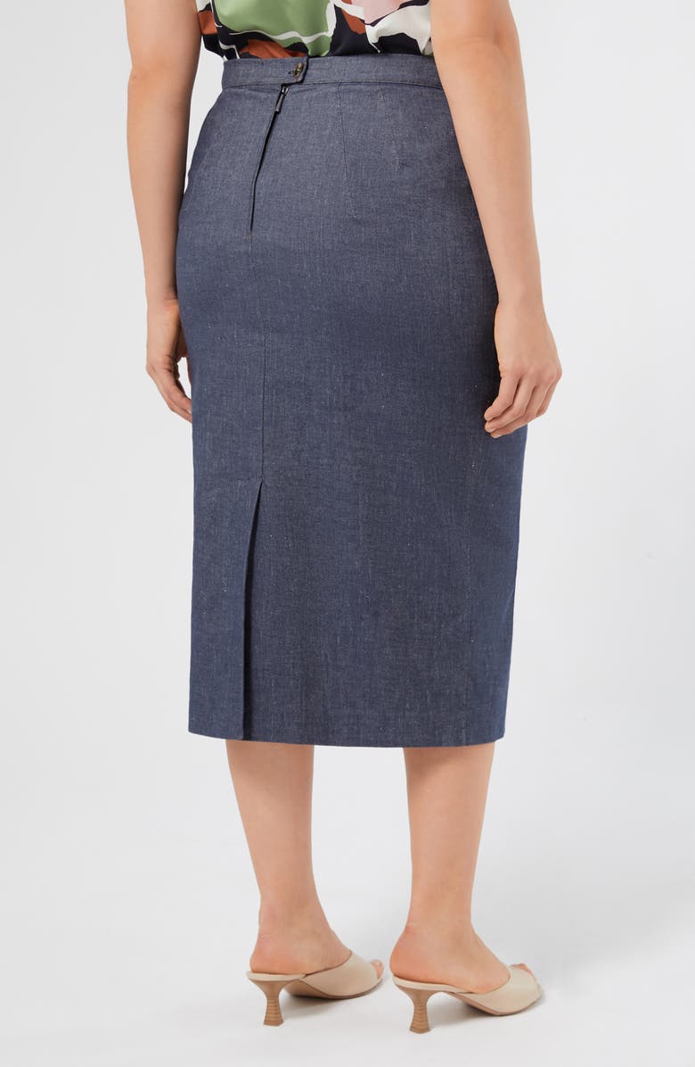 Marina Rinaldi Ottanta Cotton Blend Skirt, Alternate, color, Blue Jeans