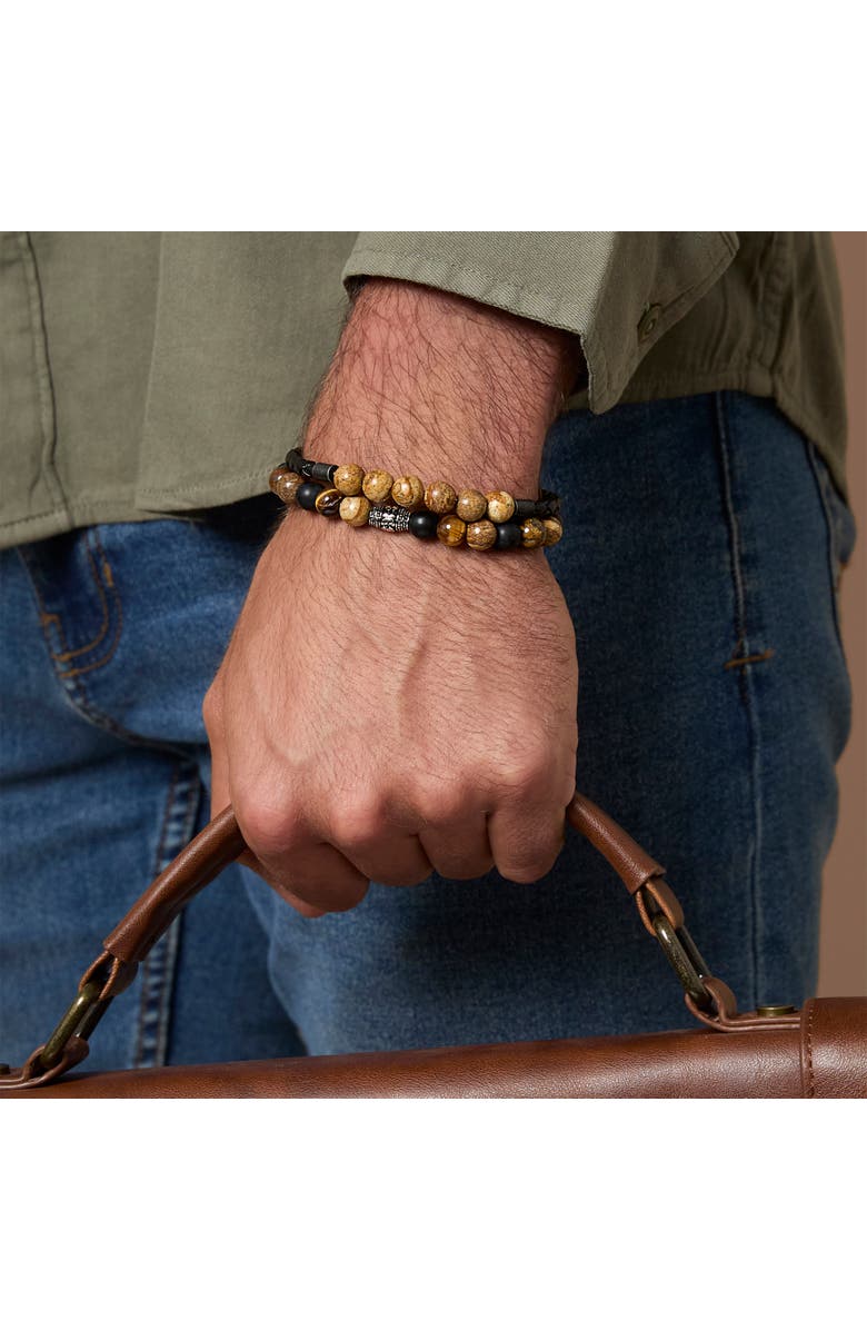 Lucky Brand Stretch Bead & Magnetic Cord Bracelet Set - 2 Piece, Alternate, color, Brown, Black