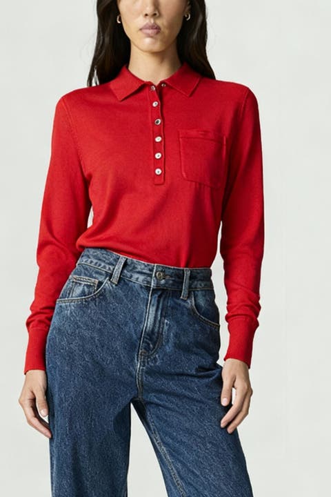 Relaxed Polo Knit Sweater