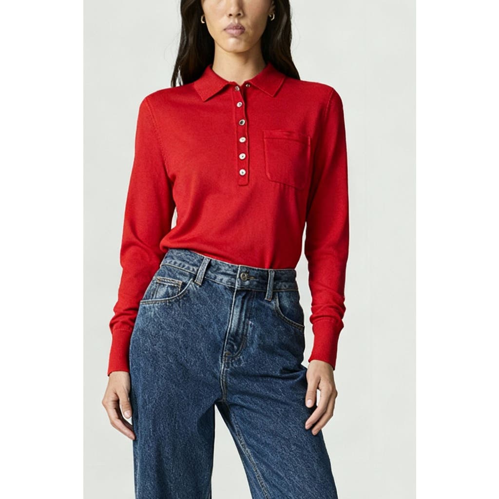 Nocturne Relaxed Polo Knit Sweater In Red