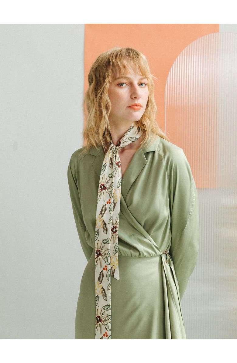 Lost Pattern "Forest Charm" Silk Skinny Scarf, Alternate, color, Vanilla