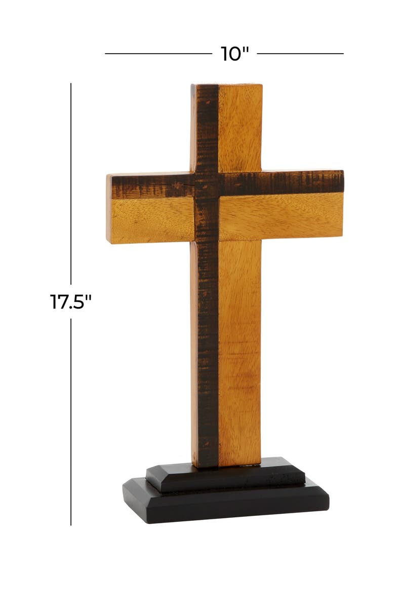 WILLOW ROW Brown Wood Rustic Wall Decor Cross, Alternate, color, 