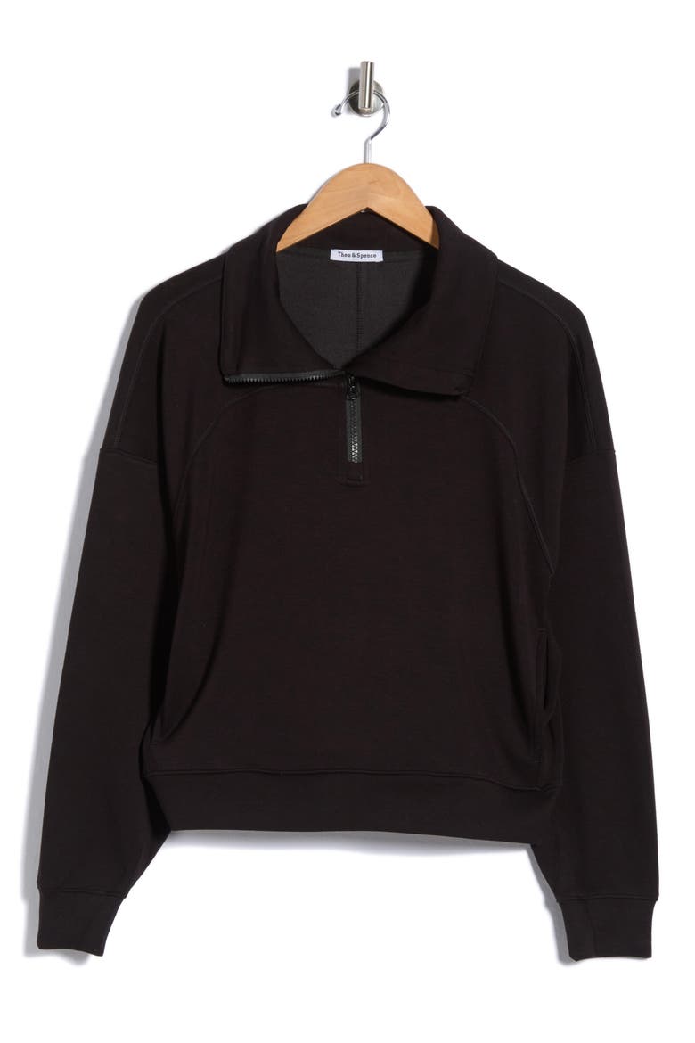 Quarter Zip Pullover, Main, color, BLACK